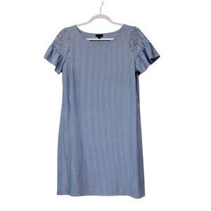 NWT Talbots Dress Medium Smocked Short Sleeve Casual Striped Stretch Preppy